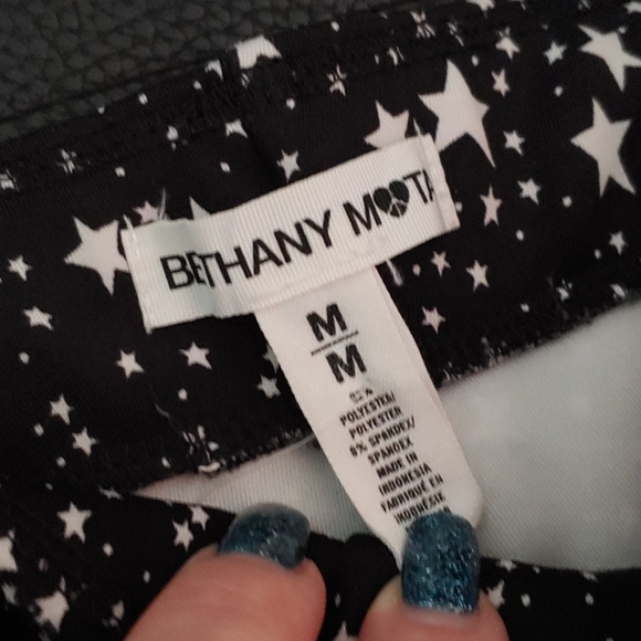 Bethany Mota Star Print Black White Stretch Pants - Picture 3 of 4